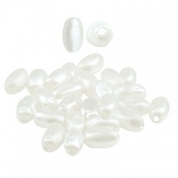 Pearl ABS Bead Tube Oval 7x4mm Ø1mm