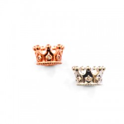 Perla in Ottone con Zirconi a Forma di Corona 7X11 mm
