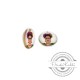 Μεταλλικό Μοτίφ Στρογγυλό Frida Kahlo με Σμάλτο 15mm Ø1.4mm