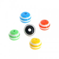 Perle Ronde en Résine à Rayures 10 mm