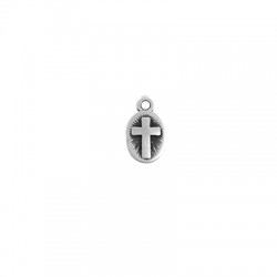 Zamak Charm Oval Cross 7x10mm