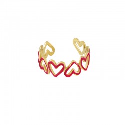 Enameled Stainless Steel 304 Finger Ring with Hearts 20x8mm