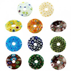 Parte in Vetro Rotonda a Forma di Ciambella con Fiori 30 mm