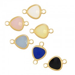 Brass Connector Setting Teardrop with Glass Stone 9mm