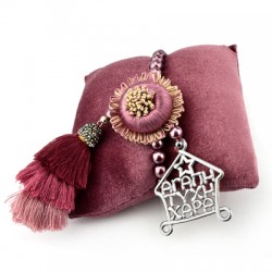 Triple Pompon en Coton avec Capuchon en Strass ~75 mm
