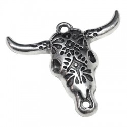 Pendentif Tête de Taureau en Métal/Zamak 39x32mm