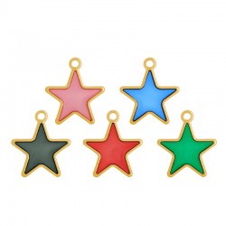 Colgante de Metal Zamak Estrella con Esmalte 21mm