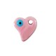 Enameled Ceramic Charm Heart Irregular 19mm Ø3mm