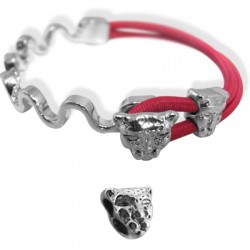 Media Pulsera de Metal Zamak Set 52x33mm + "Leopardo" 10x10mm