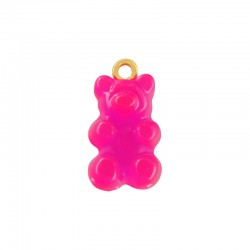 Resin Charm Bear Fuchsia 9x20mm