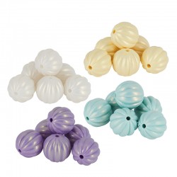 Perle Acrylique Ronde à Rayures 16 mm Ø 2.5 mm