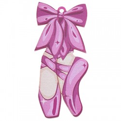 Plexi Acrylic Pendant Ballet Shoes with Bow 33x69mm
