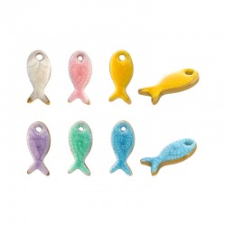 Enameled Stainless Steel 304 Charm Fish 4.7x11mm/3mm
