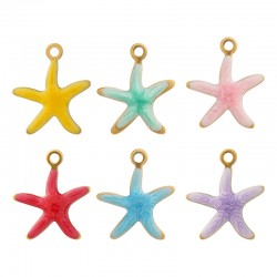 Charm Étoile de Mer en Acier Inoxydable 304 Émaillé 11 x 13 mm/1,6 mm
