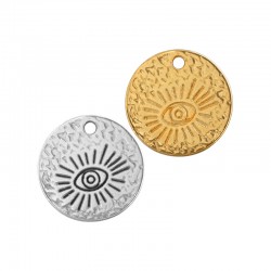Charm Disque Zamak avec Œil Maléfique 20 mm