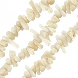 Κοράλλι Μπαμπού Χάντρα Τσιπς Άσπρο ~5-15mm Ø0.4mm (148τμχ)