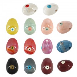 Entrepieza de Ceramica Esmaltada Oval con Ojo (~19x26mm) (Ø~2.5mm)