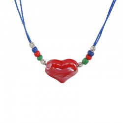 Necklace with Red Ceramic Heart Slider & Beads