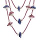 Collier à Plusieurs Rangs avec Cordon Torsadé et Disque en Céramique Fuchsia