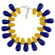 Collier avec Gouttes en Acrylique Bleu et Jaune