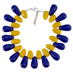 Κολιέ με Ακρυλικές Μπλε & Κίτρινες Σταγόνες