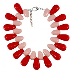 Necklace with Acrylic Red & Pink Drops