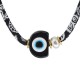 Necklace with Floral Ribbon & Black Resin Evil Eye