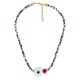 Collier avec ruban floral et œil maléfique en résine blanche