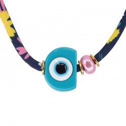 Κολιέ με Floral Κορδέλα & Γαλάζιο Μάτι από Ρητίνη