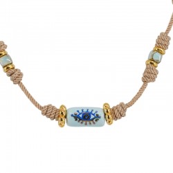 Necklace with Twisted Cord & Ceramic Eye Tube