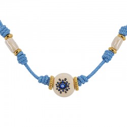 Necklace with Twisted Cord & Ceramic Eye Design