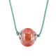 Necklace with Coral Ceramic Round Bead on Twisted Cord