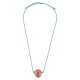 Collier avec Perle Ronde en Céramique Corail sur Cordon Torsadé