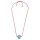 Necklace with Blue Ceramic Round Bead on Twisted Cord