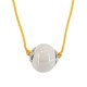 Collier avec Perle Ronde en Céramique Blanche sur Cordon Torsadé