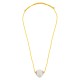 Necklace with White Ceramic Round Bead on Twisted Cord