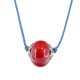 Necklace with Red Ceramic Round Bead on Twisted Cord