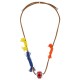 Collier avec rondelle en céramique rouge et tissage artistique