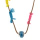 Collar con rondella de cerámica azul y tejido artístico
