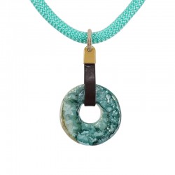 Classic Donut Necklace with Green Ceramic Disk & Climb Cord