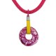 Κολιέ με Φούξια Κεραμικό Δίσκο & Ορειβατικό Κορδόνι