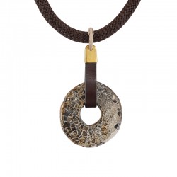 Classic Donut Necklace with Brown Ceramic Disk & Climb Cord