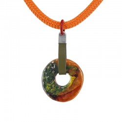 Collier Classique Donut avec Disque en Céramique Orange et Cordon Climb