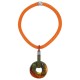 Classic Donut Necklace with Orange Ceramic Disk & Climb Cord