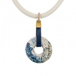 Classic Donut Necklace with White & Blue Disk & Climb Cord