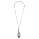 Collana con Pendente Ovale in Ceramica Rosa su Cordino in Pelle Scamosciata