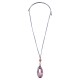 Collier avec Pendentif Ovale en Céramique Fuchsia sur Cordon en Daim