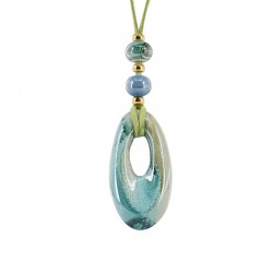 Necklace with Veraman Ceramic Oval Pendant on Suede Cord