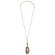 Collier avec pendentif ovale en céramique marron sur cordon en daim