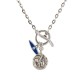 Collier en Argent avec Fermoir en T et Œil Maléfique en Émail